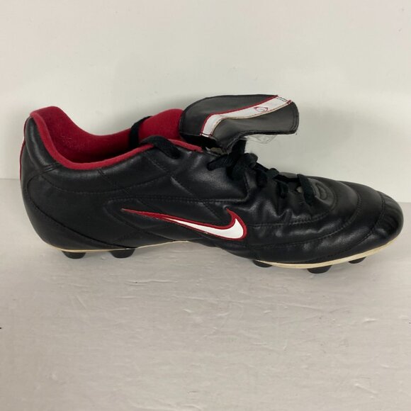 Nike Tiempo 750 Soccer Cleats Men's Size 12.5 Black Red White Leather 2004 - Picture 7 of 11